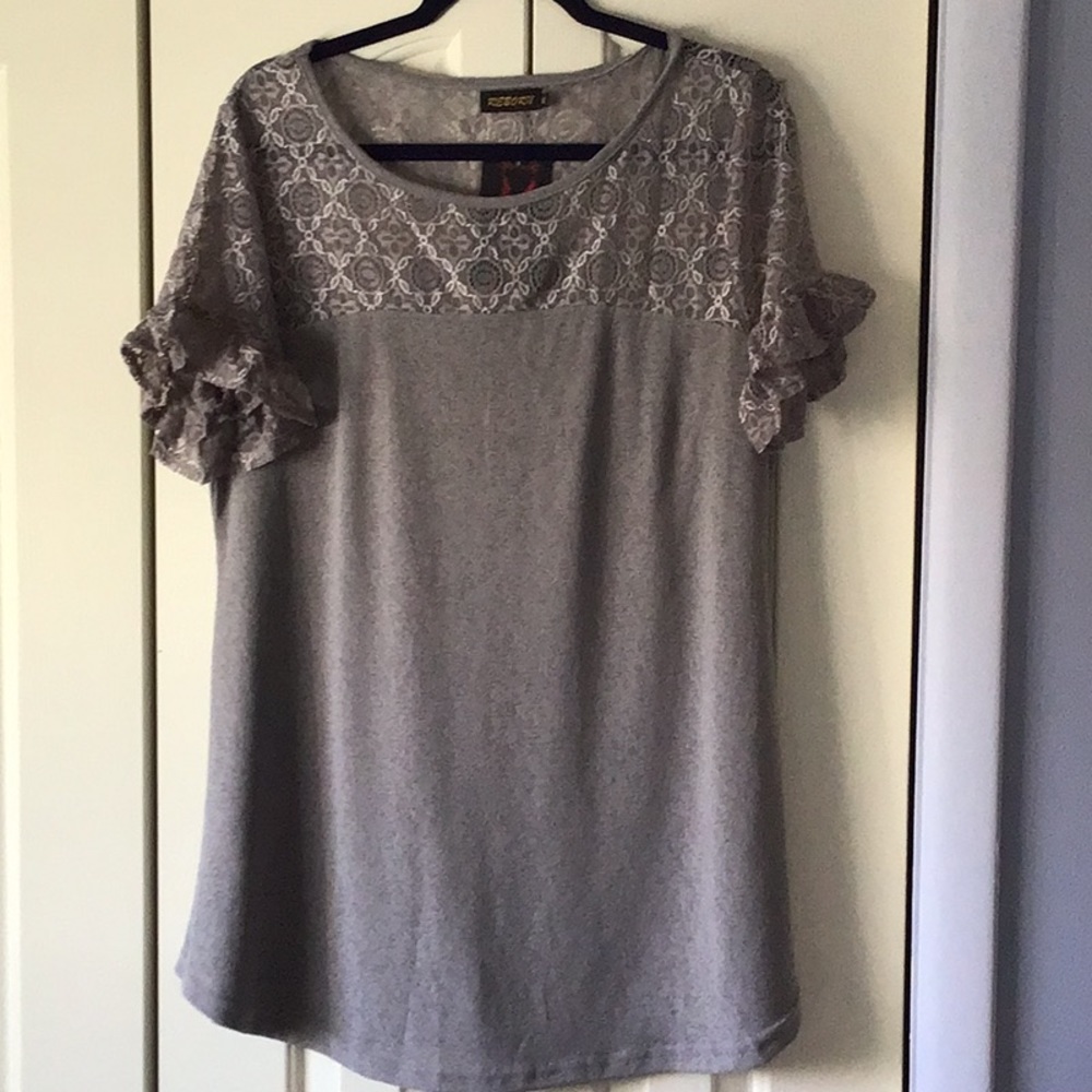 NWT Reborn PolyesterTunic Top Light Grey XL